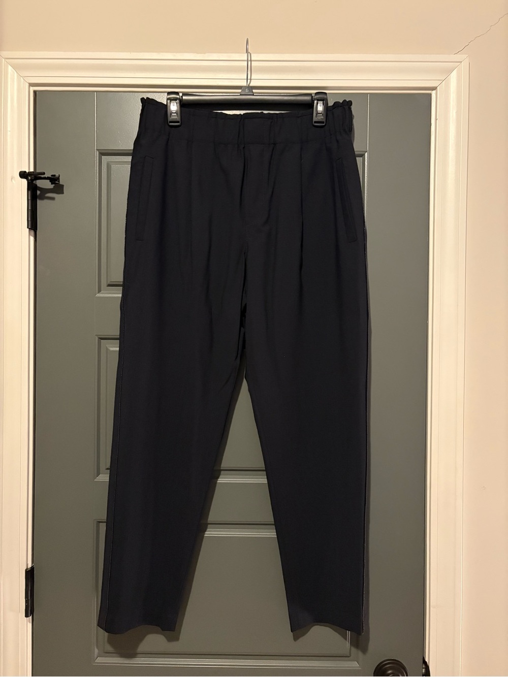 Brunello Cucinelli Virgin Wool Blend Pull-On Tapered Trousers Size 10